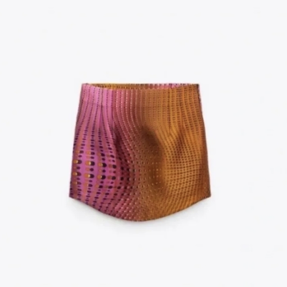 NWT Zara Geometric Print Dolphin Hem Mini Skirt - Picture 7 of 8